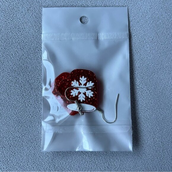 Sparkly Mugs with Snowflake ~ Earrings ~ Brand New - Picture 3 of 6